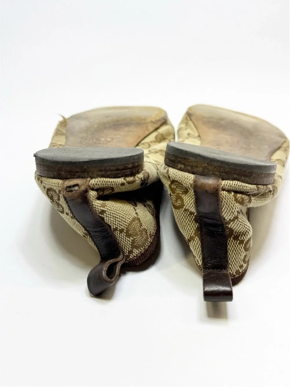 Gucci Beige Monogram Canvas Ballet Flats with Brown Trim size 37.5 - Picture 7 of 11